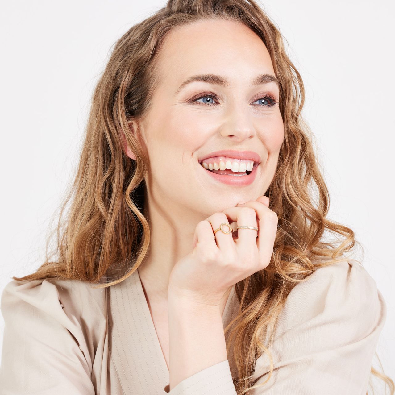 Stalen goldplated ring met zirkonia voor dames