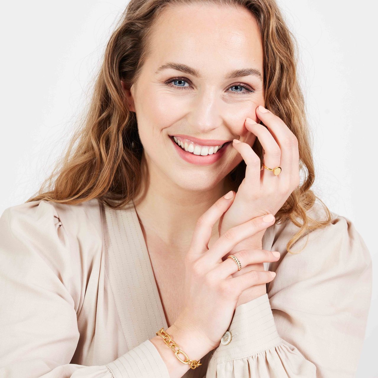 Stainless steel goldplated ring voor dames