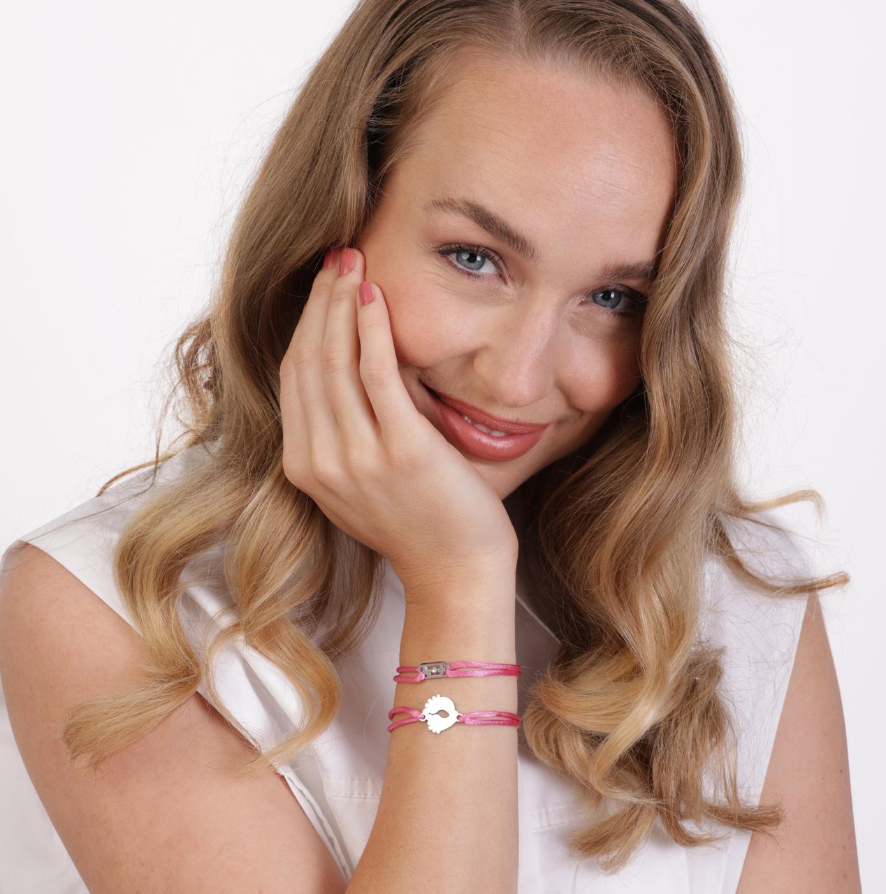 Kordelarmband, Edelstahl, Satin, Füße