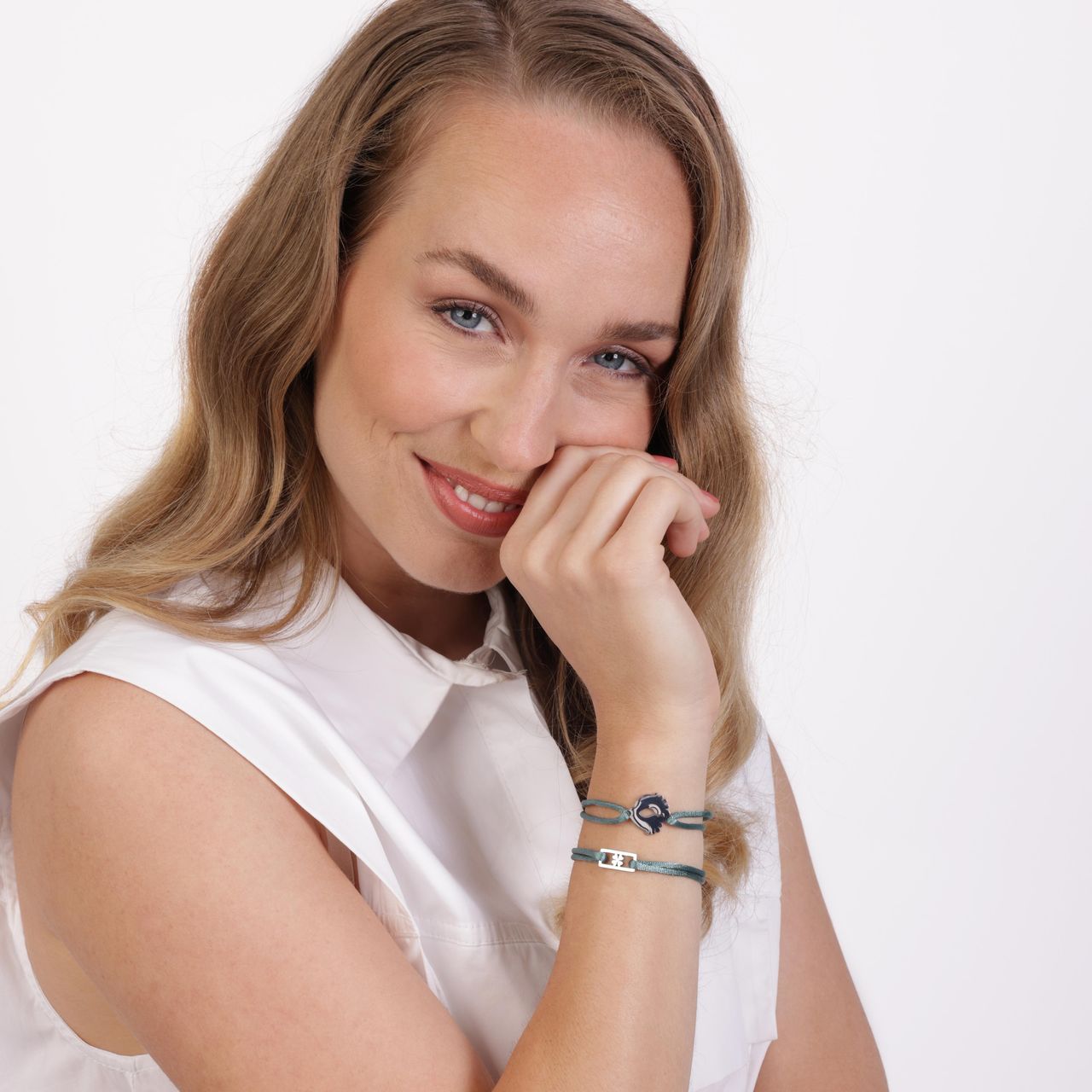 Stainless steel satijnen koordarmband voetjes