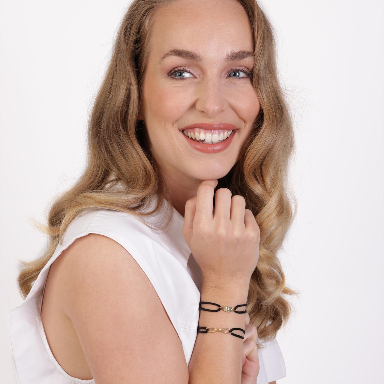 Stalen goldplated koordarmband voor dames
