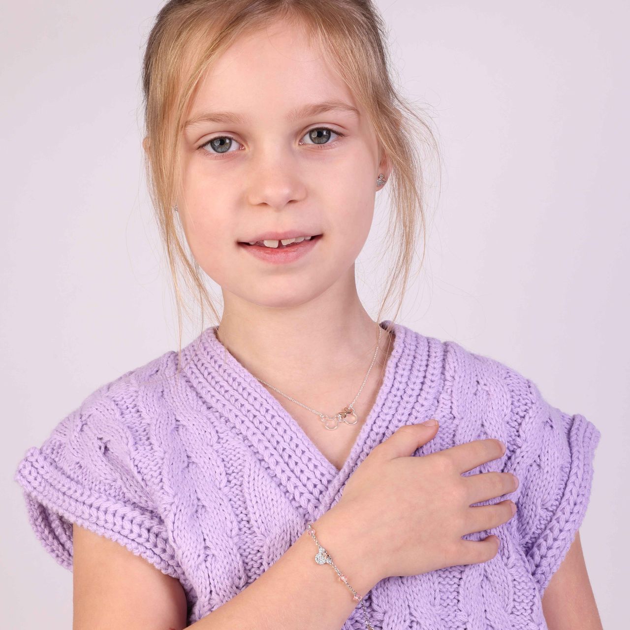 Disney Minnie Armband, 925 Silber, rotvergoldet, Zirkonia