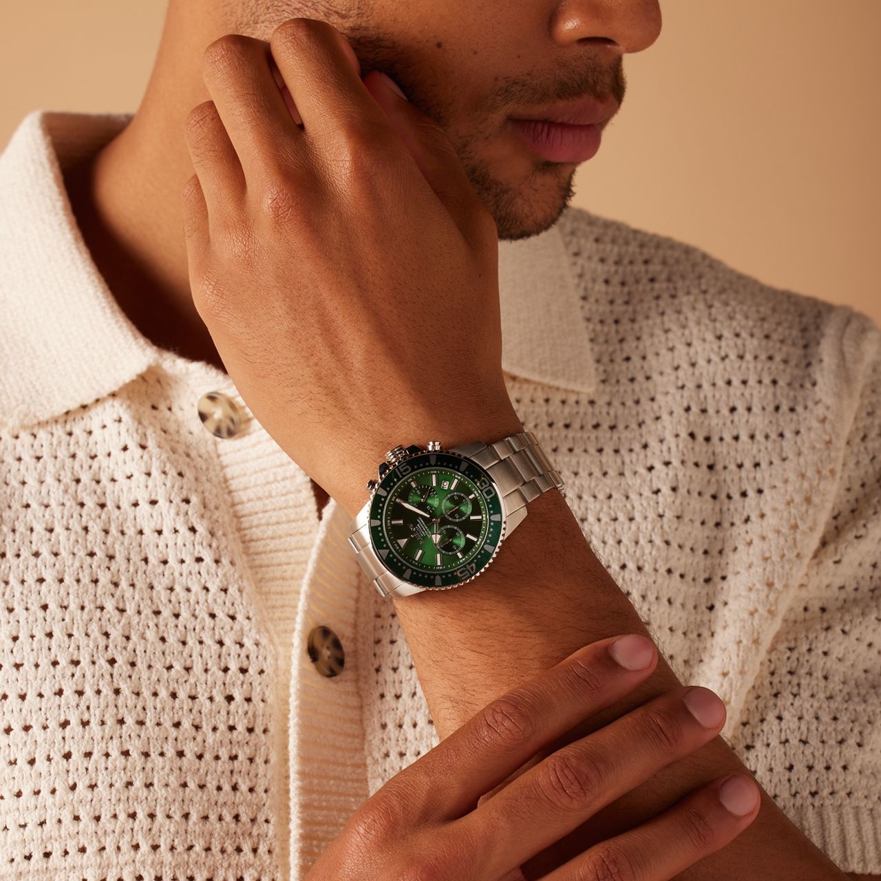 Marlow Miller Heren Horloge Chronograaf Zilverkleurig