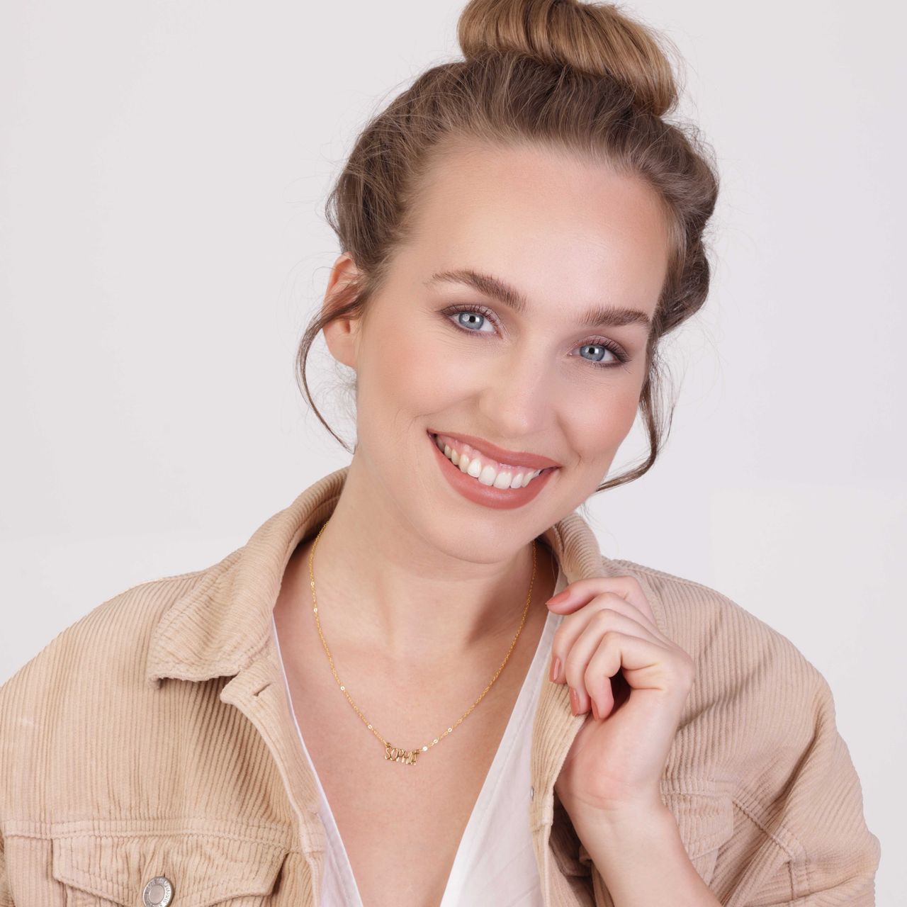 Zilveren goldplated naamketting voor dames