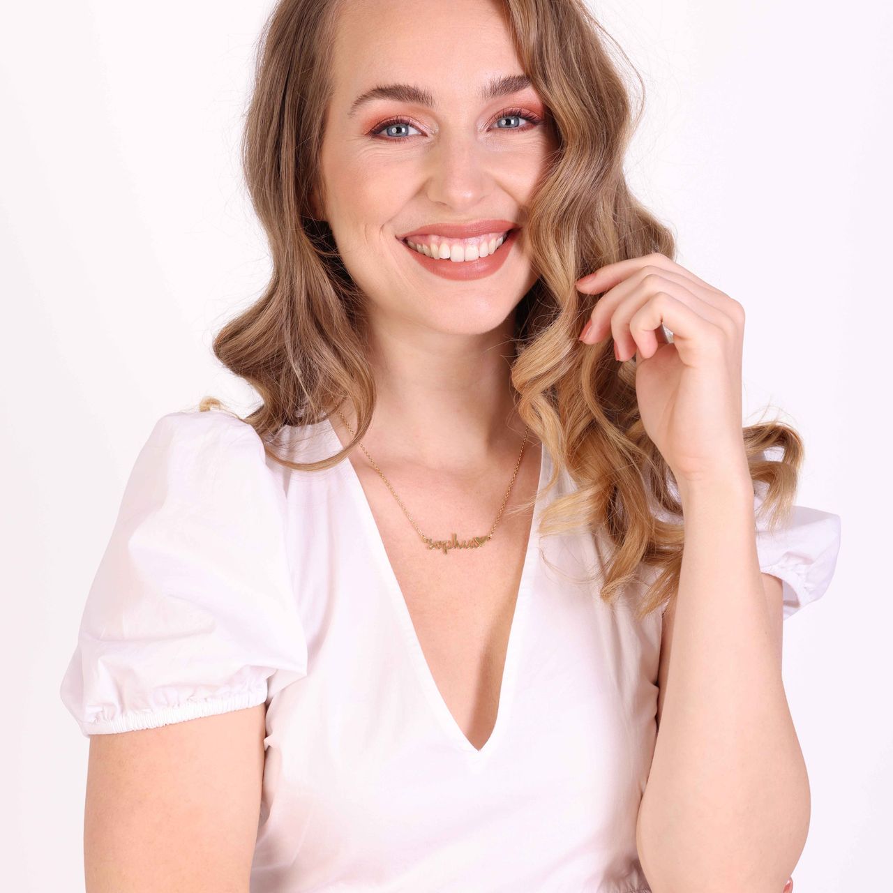 Stalen goldplated naamketting voor dames