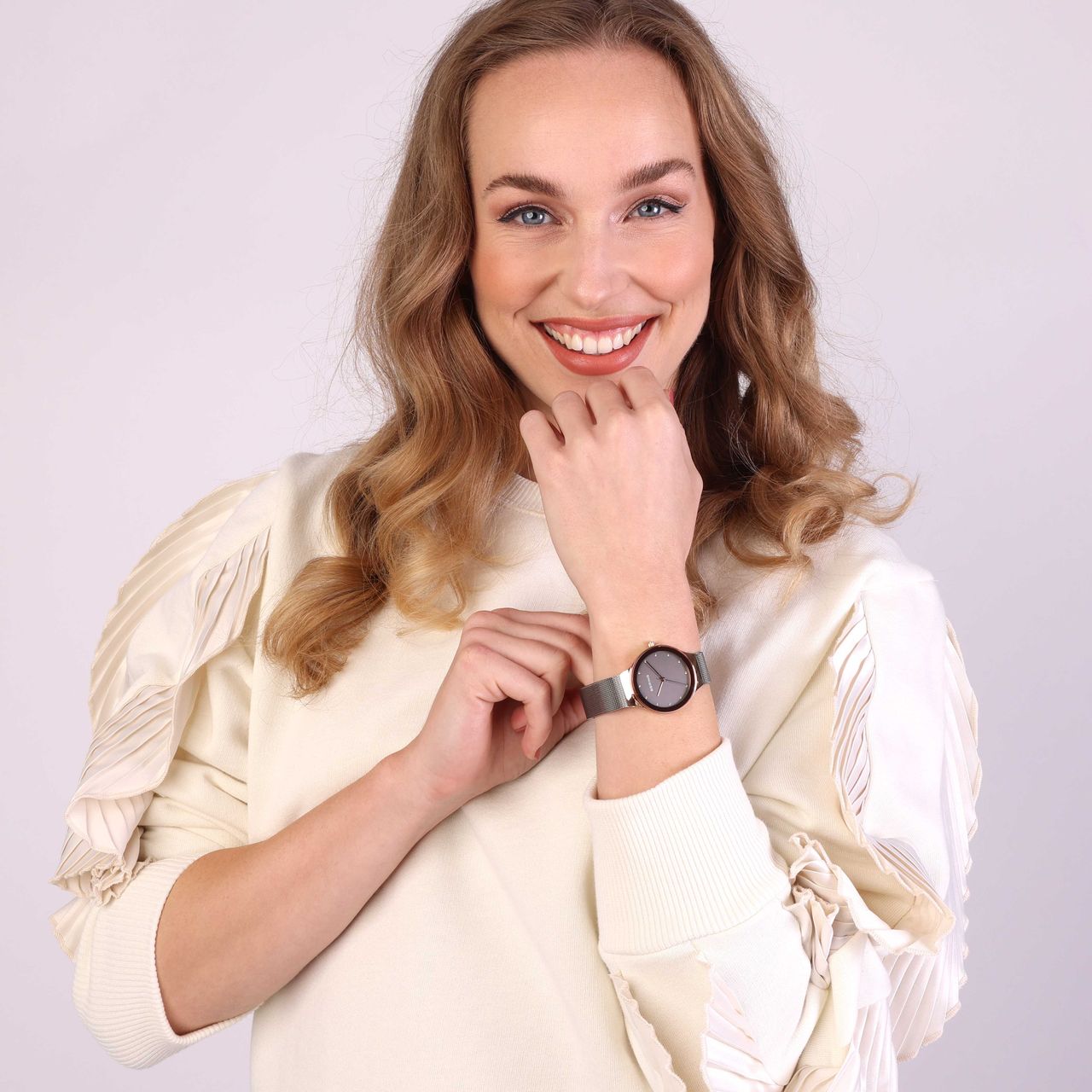 Bering Analoog Dames Horloge grijs/ rosé 12934-369