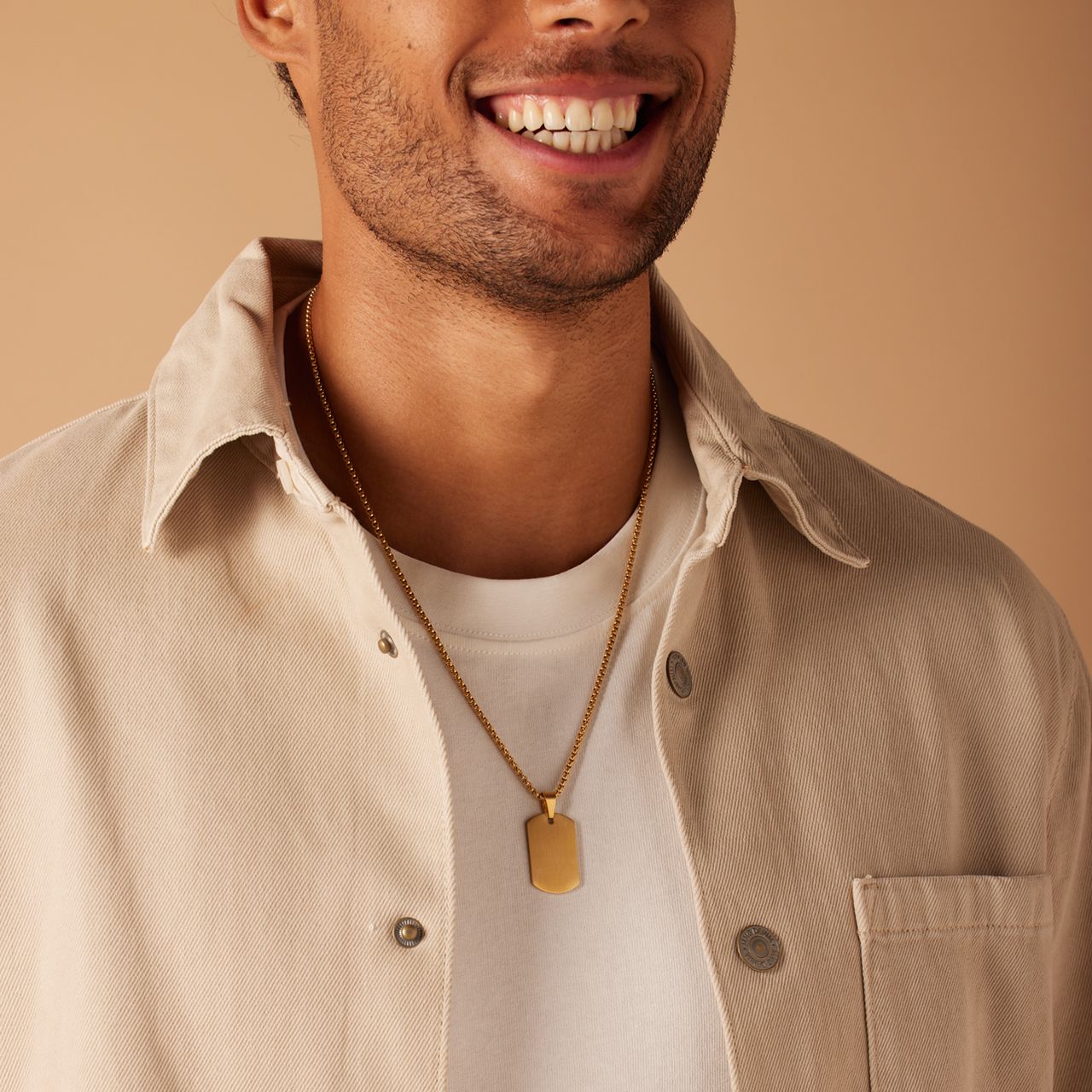 Stalen goldplated herenketting met hanger