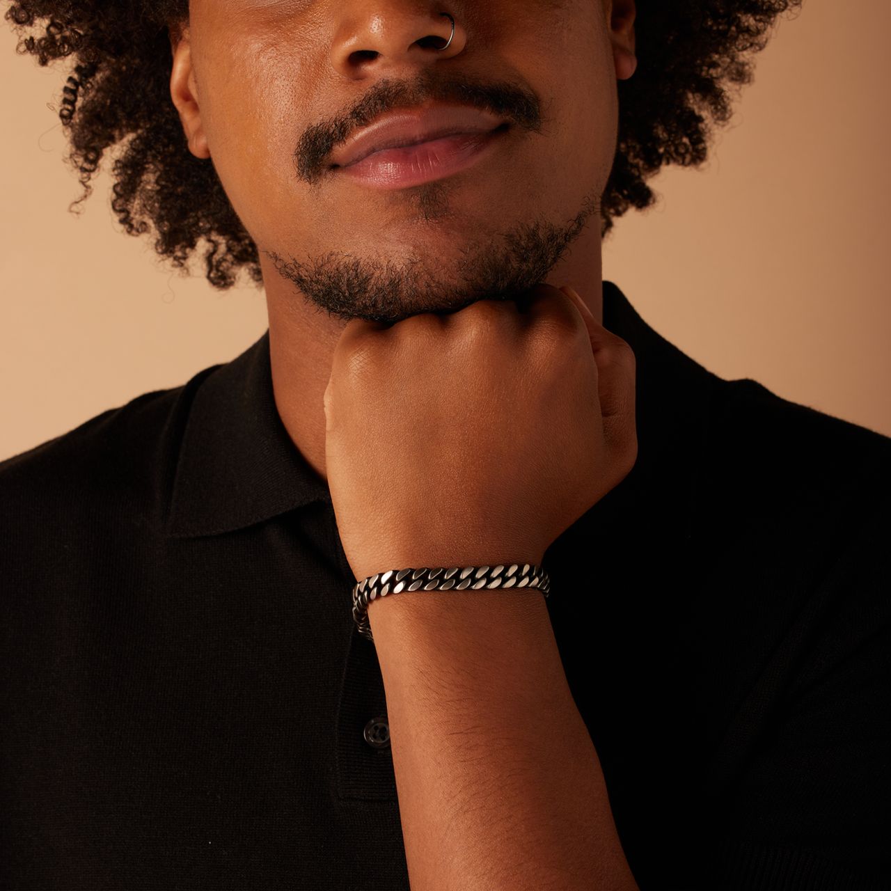 Gerecycled stainless steel herenarmband gourmet zwart