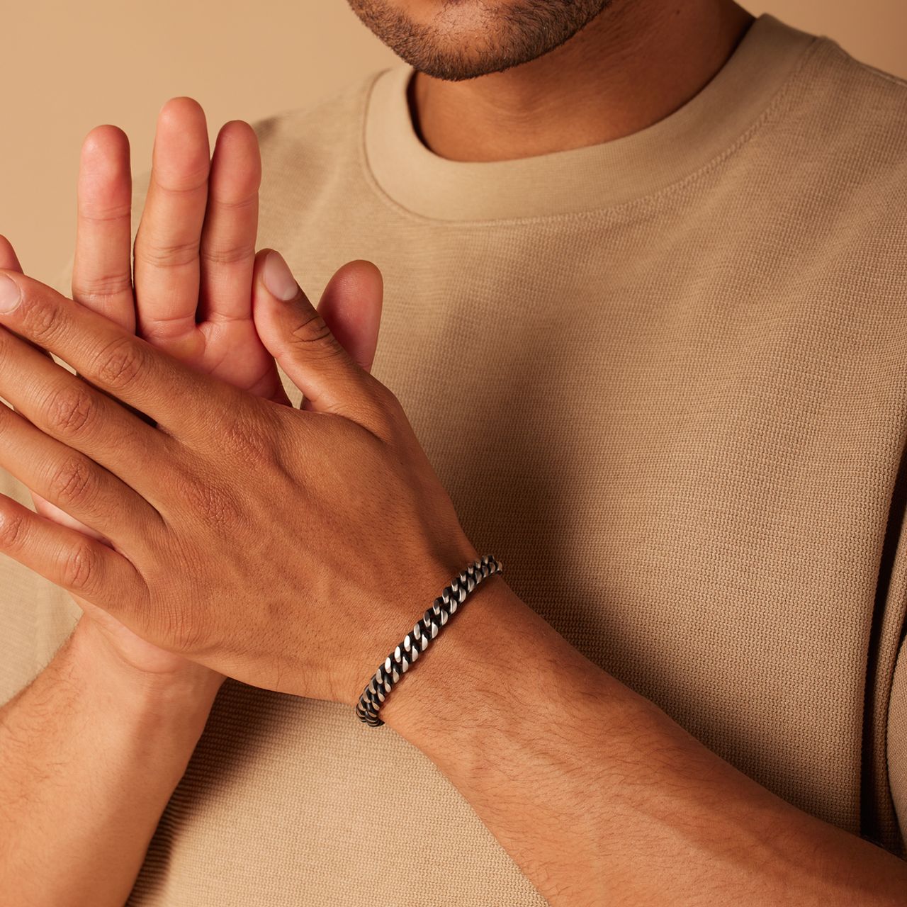 Gerecycleerd stalen herenarmband gourmet zwart