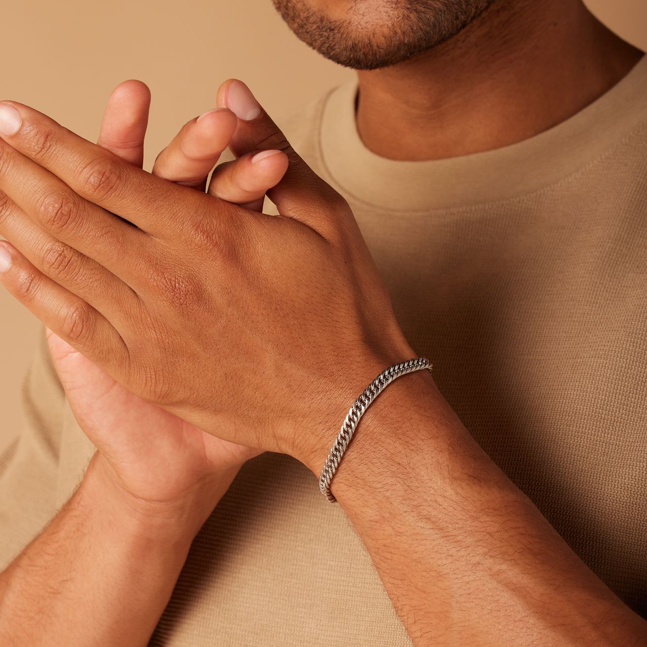 Gerecycleerd stainless steel herenarmband gourmet