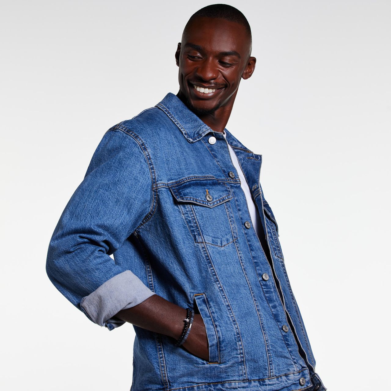 Gerecycled stainless steel herenarmband natuursteen black agate