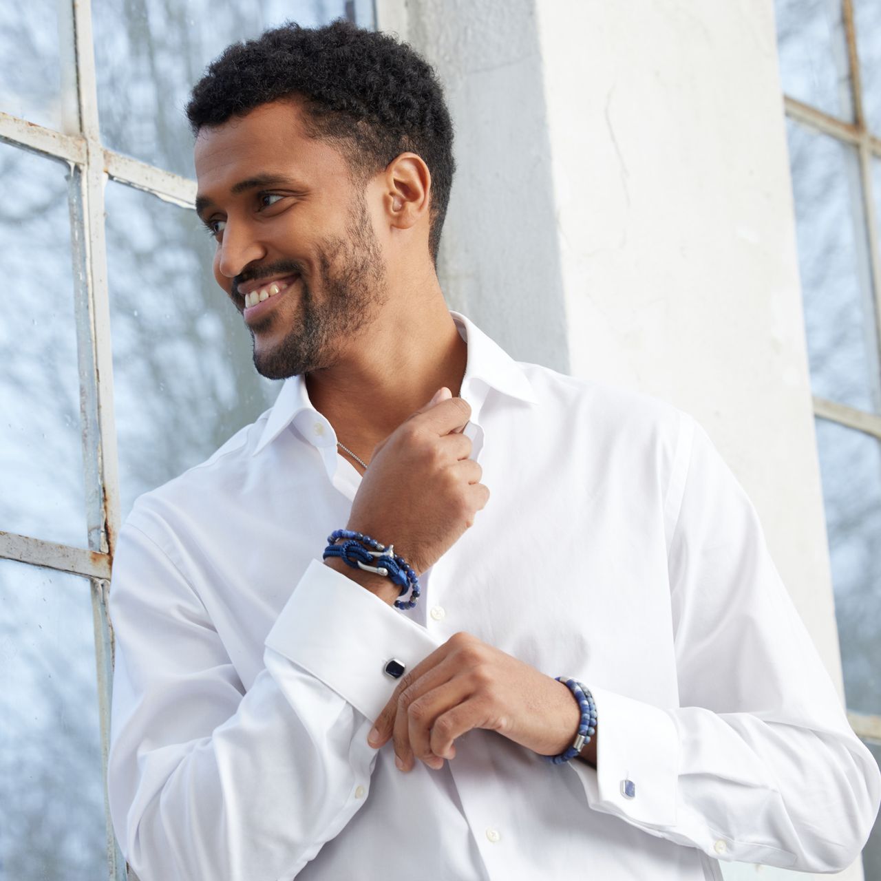 Gerecycled stainless steel herenarmband natuursteen sodalite