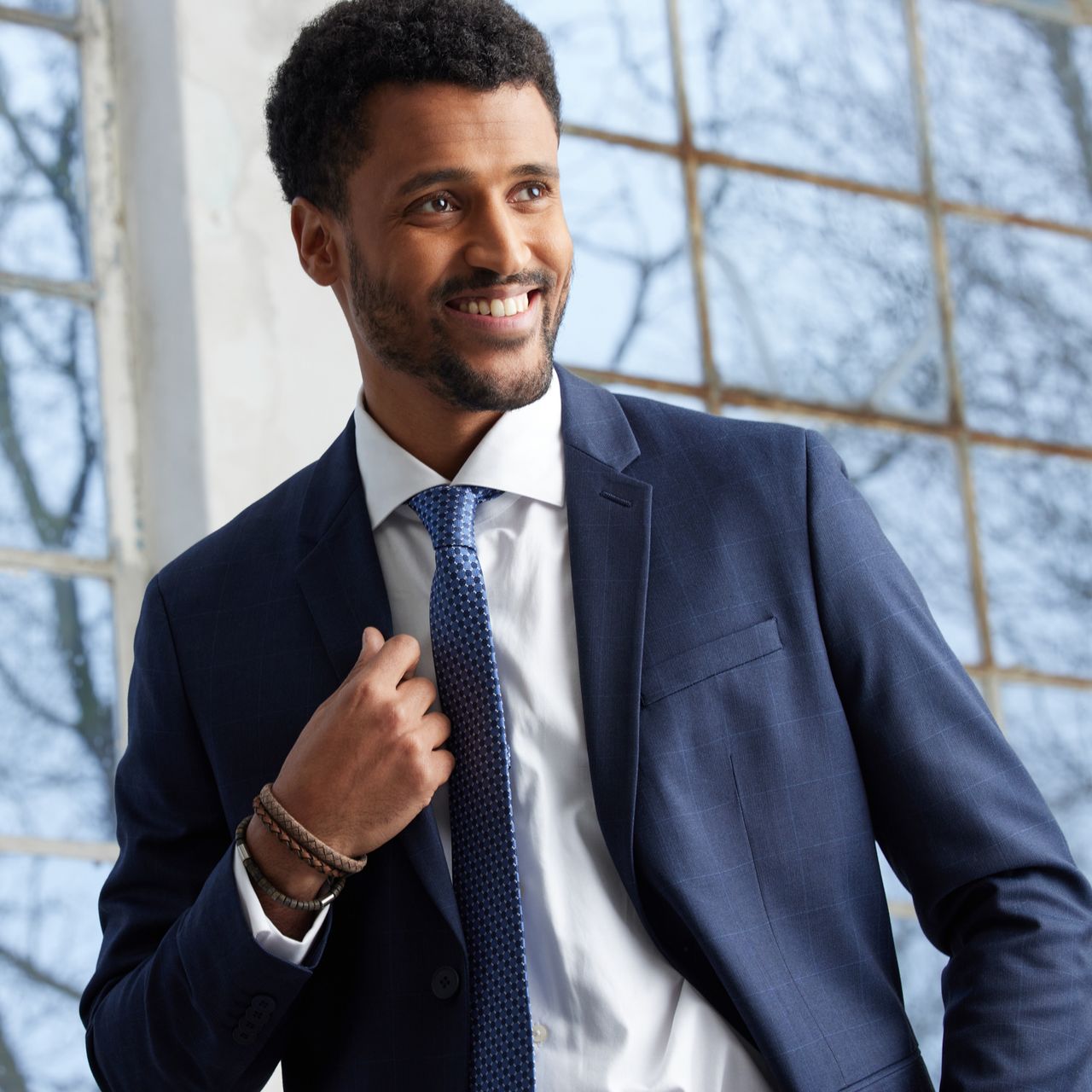 Gerecycled stainless steel herenarmband natuursteen bronzonite