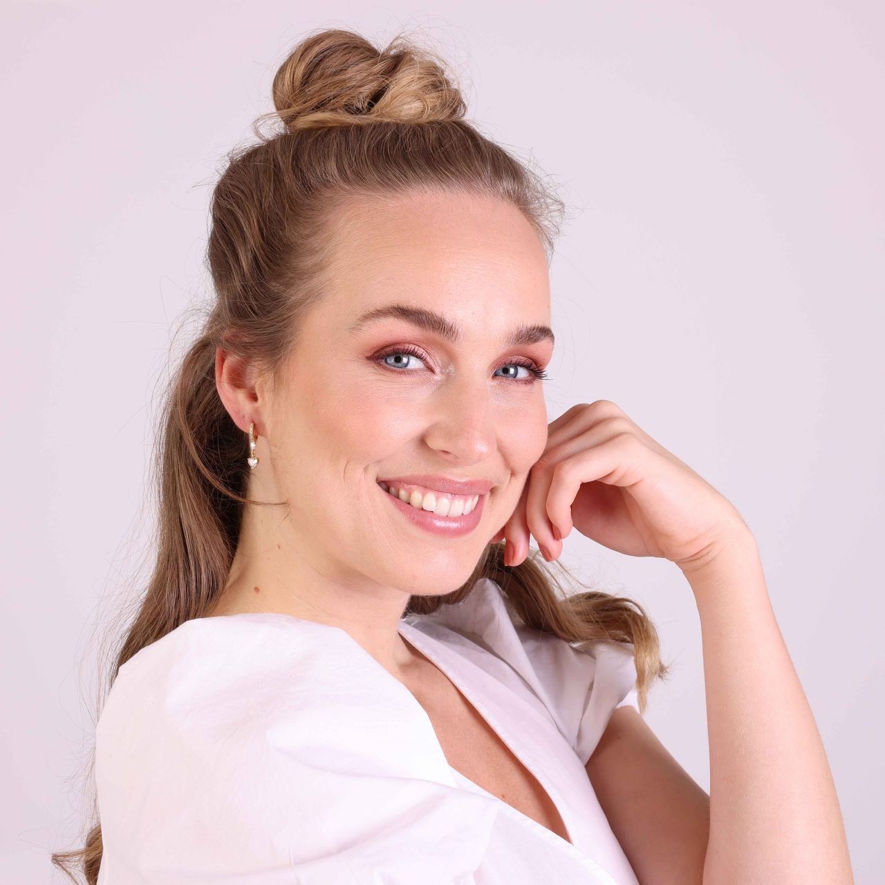 Ohrringe, 925 Silber, vergoldet, Anhänger, Herz, Zirkonia