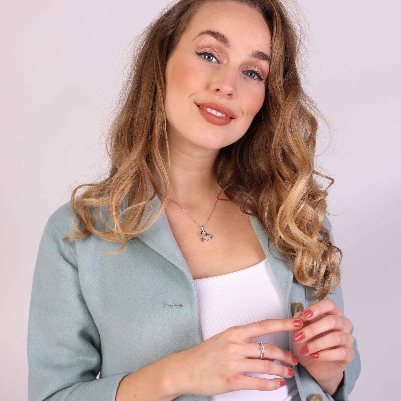 Zilveren ketting hanger hart en infinity zirkonia voor dames