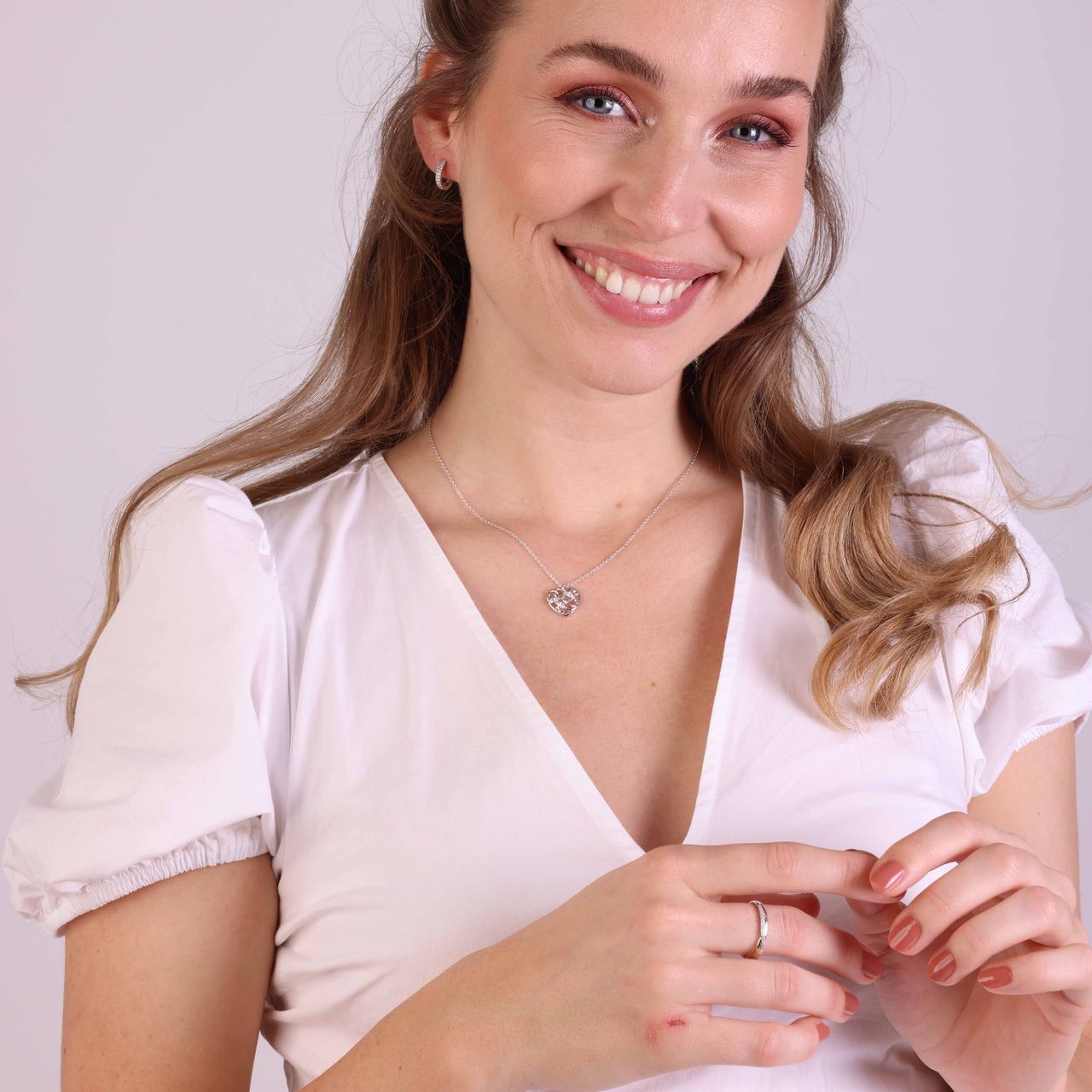 Ring, 925 Silber, Welle mit Zirkonia