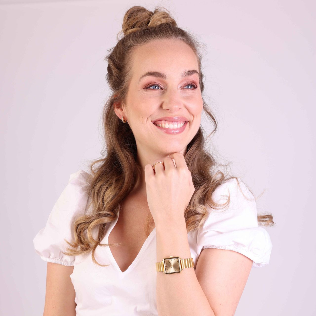 Zilveren goldplated oorringen met zirkonia voor dames