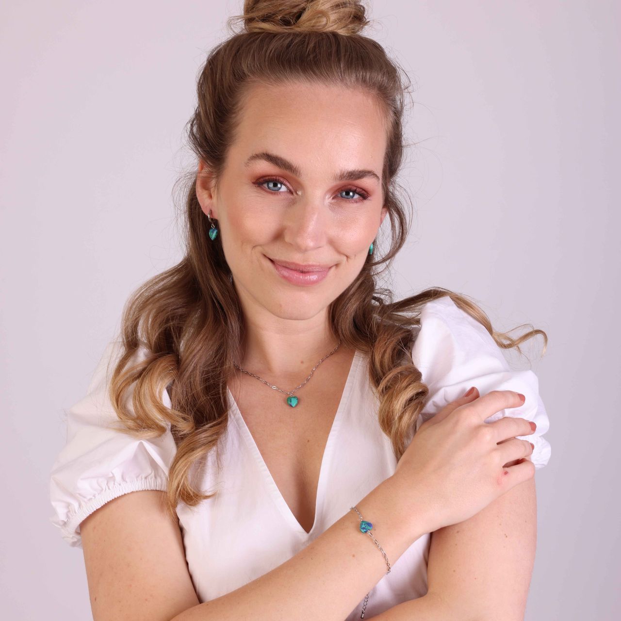 Stainless steel ketting met hart malachiet