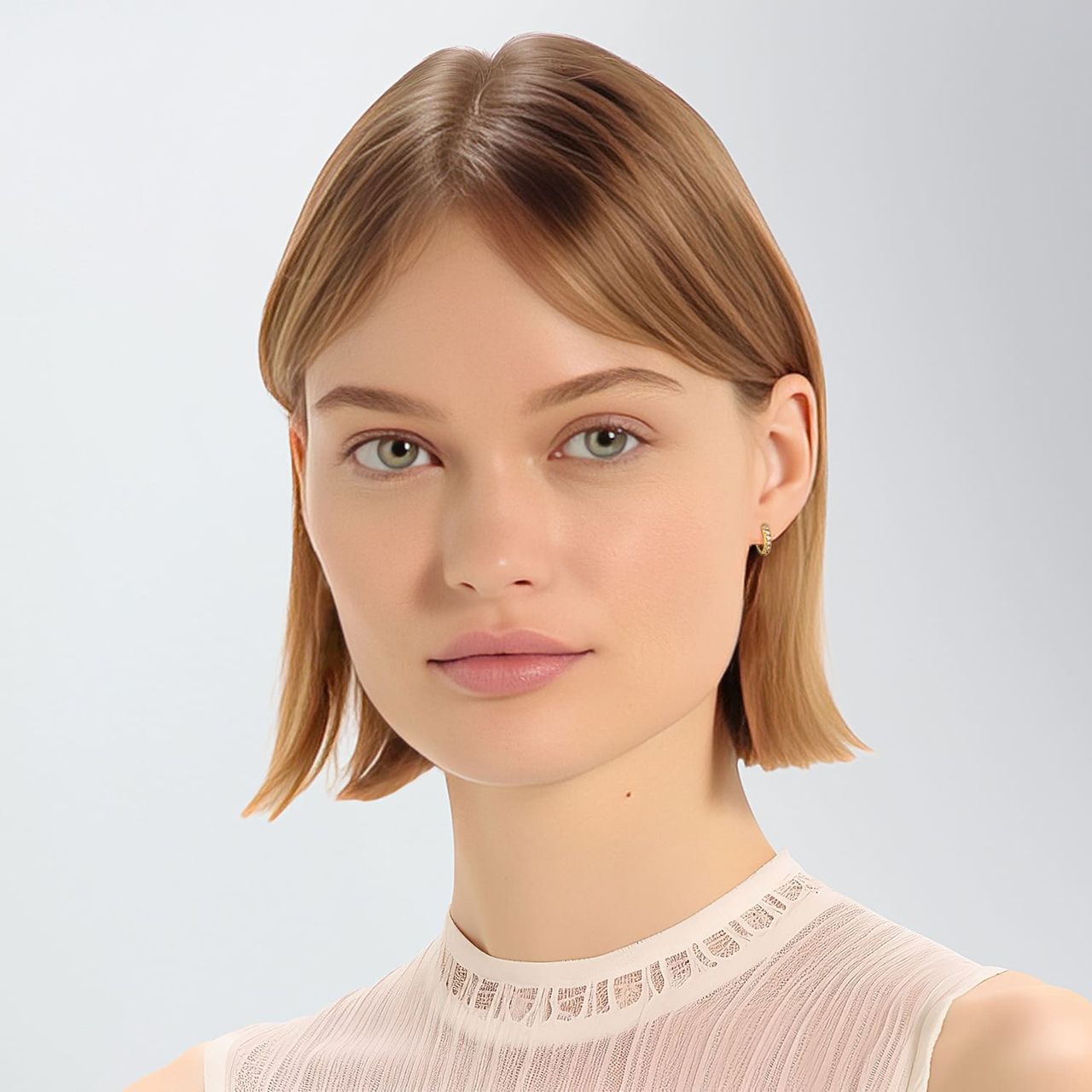 Ohrringe, 925 Silber, vergoldet, Zirkonia