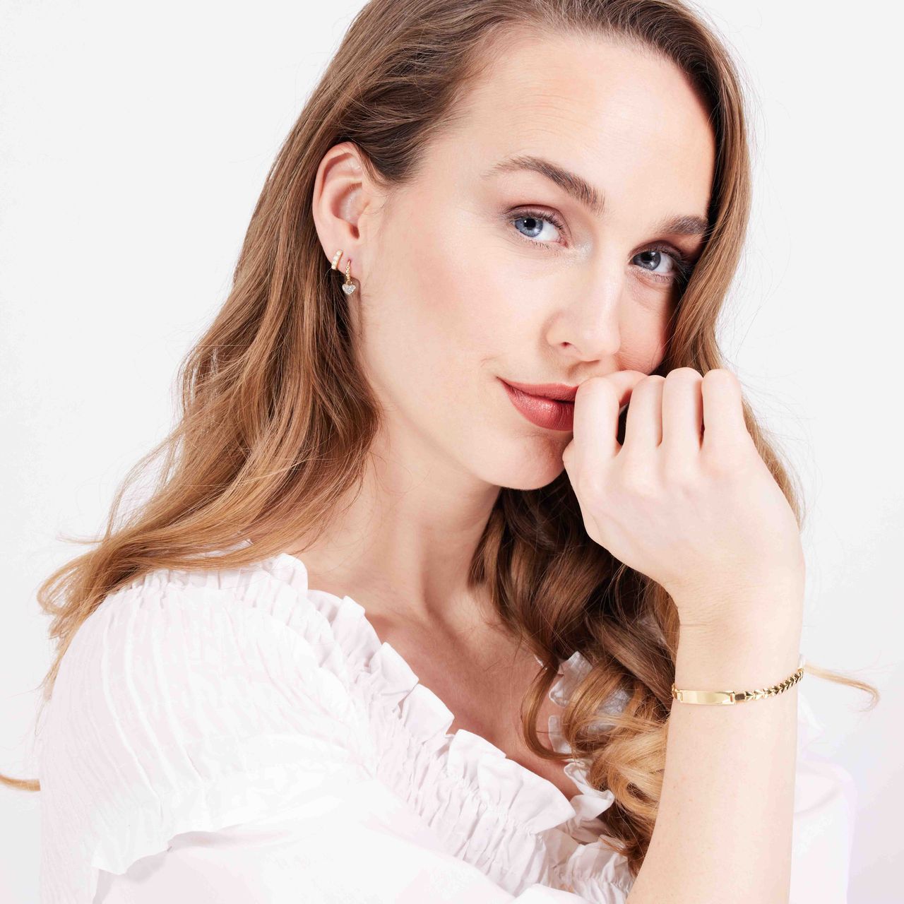Zilveren goldplated oorringen parel