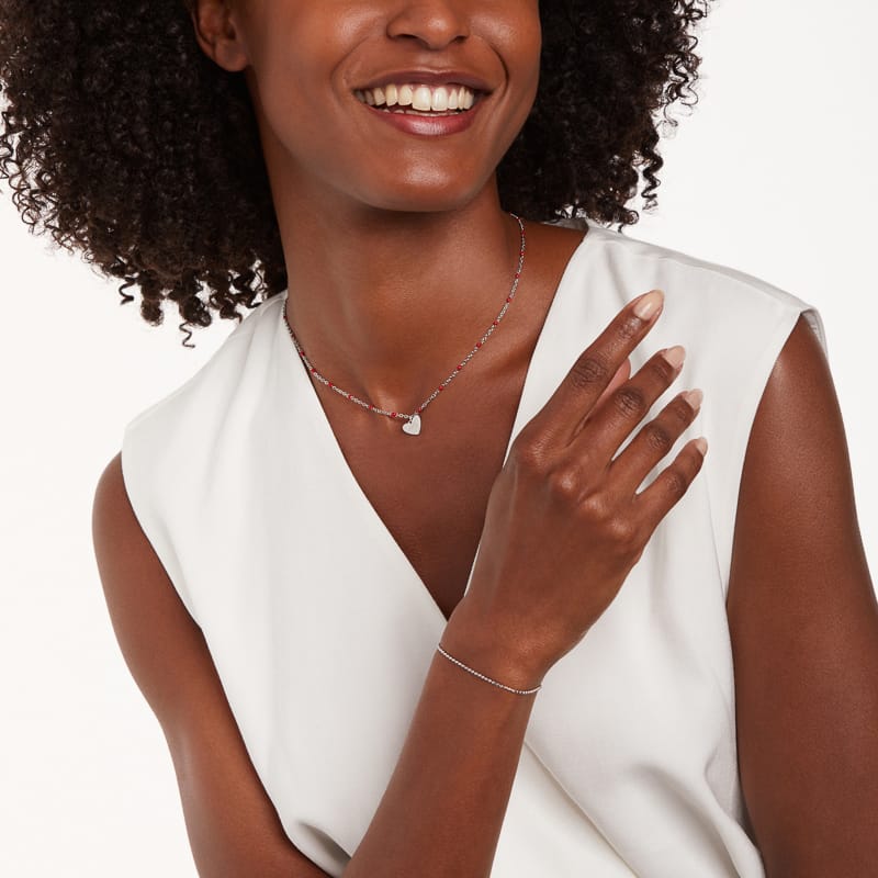 Stalen ketting met hanger hart