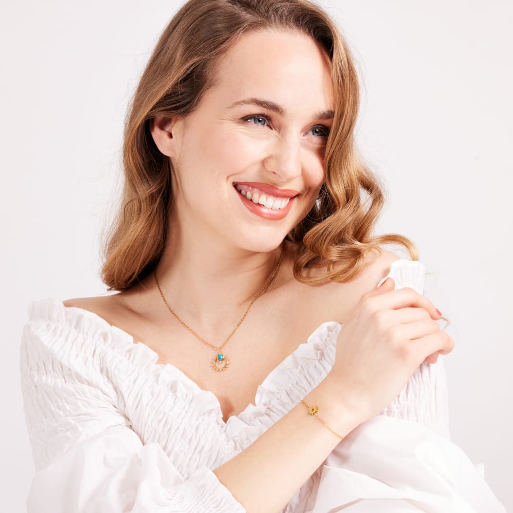 Stalen golplated ketting met hanger