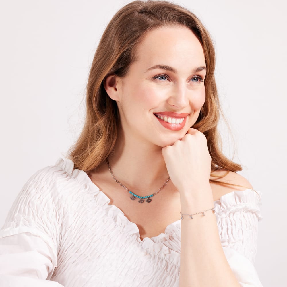 Stalen ketting met hanger oogjes