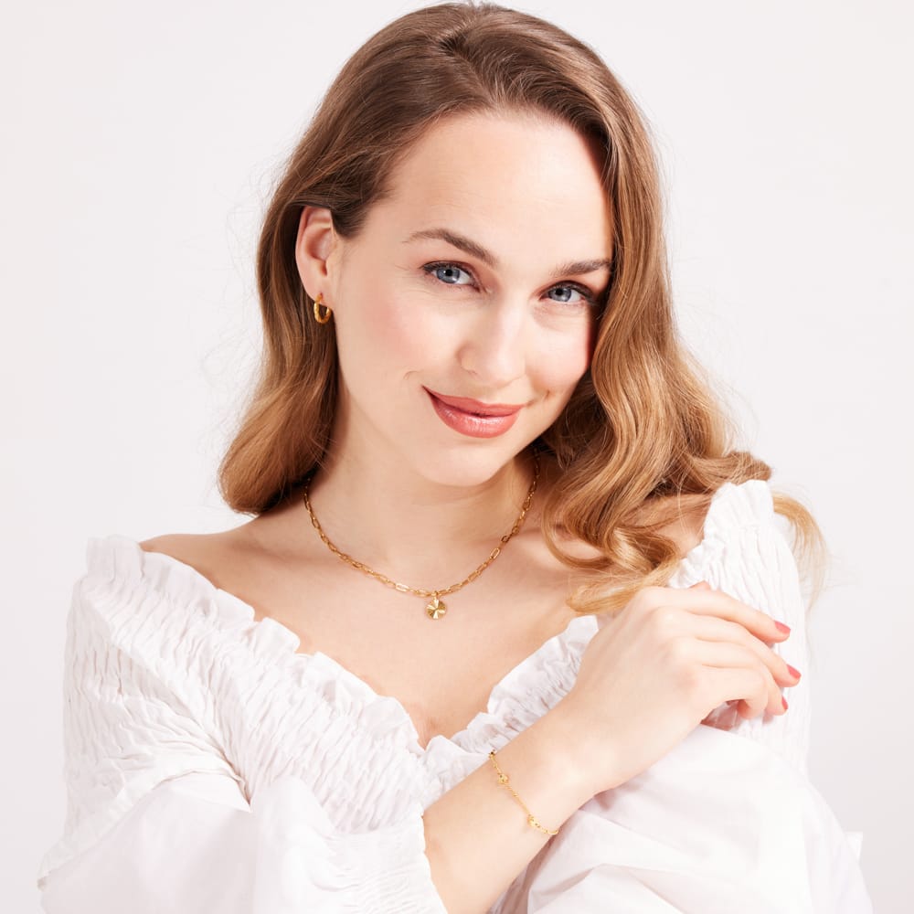 Stalen golplated ketting met hanger