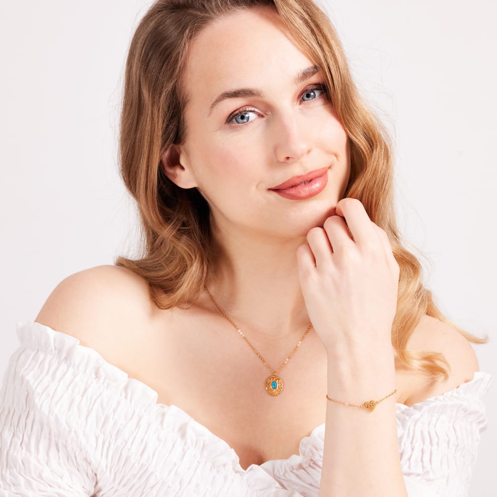 Stalen golplated ketting met hanger