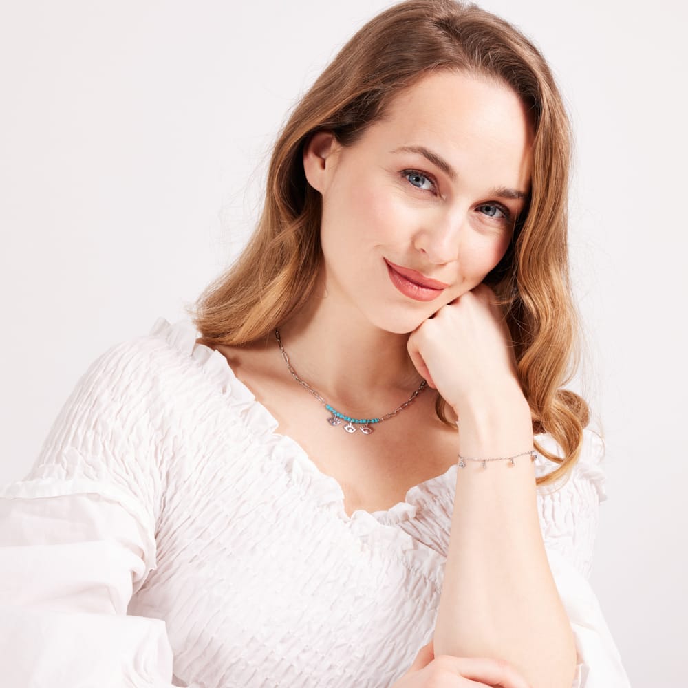 Stainless steel armband met hanger oogjes