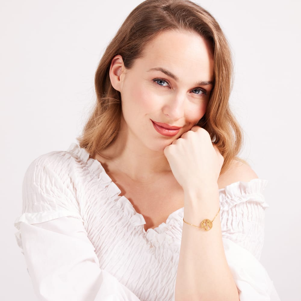 Stalen goldplated fantasiearmband met hanger voor dames