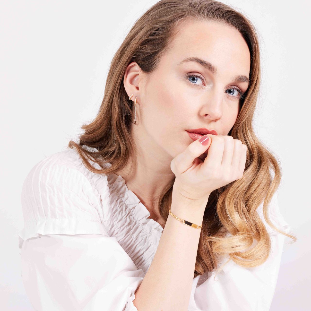 Zilveren goldplated plaatarmbandvoor dames