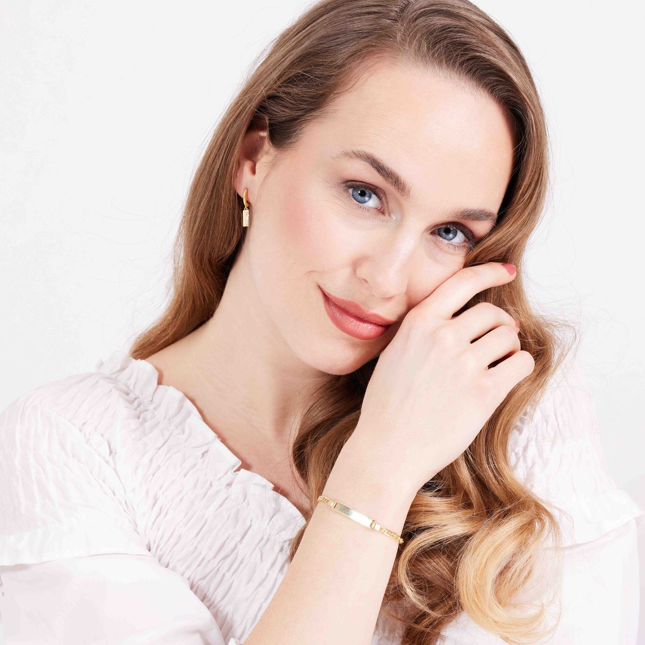 Zilveren goldplated plaatarmband voor dames