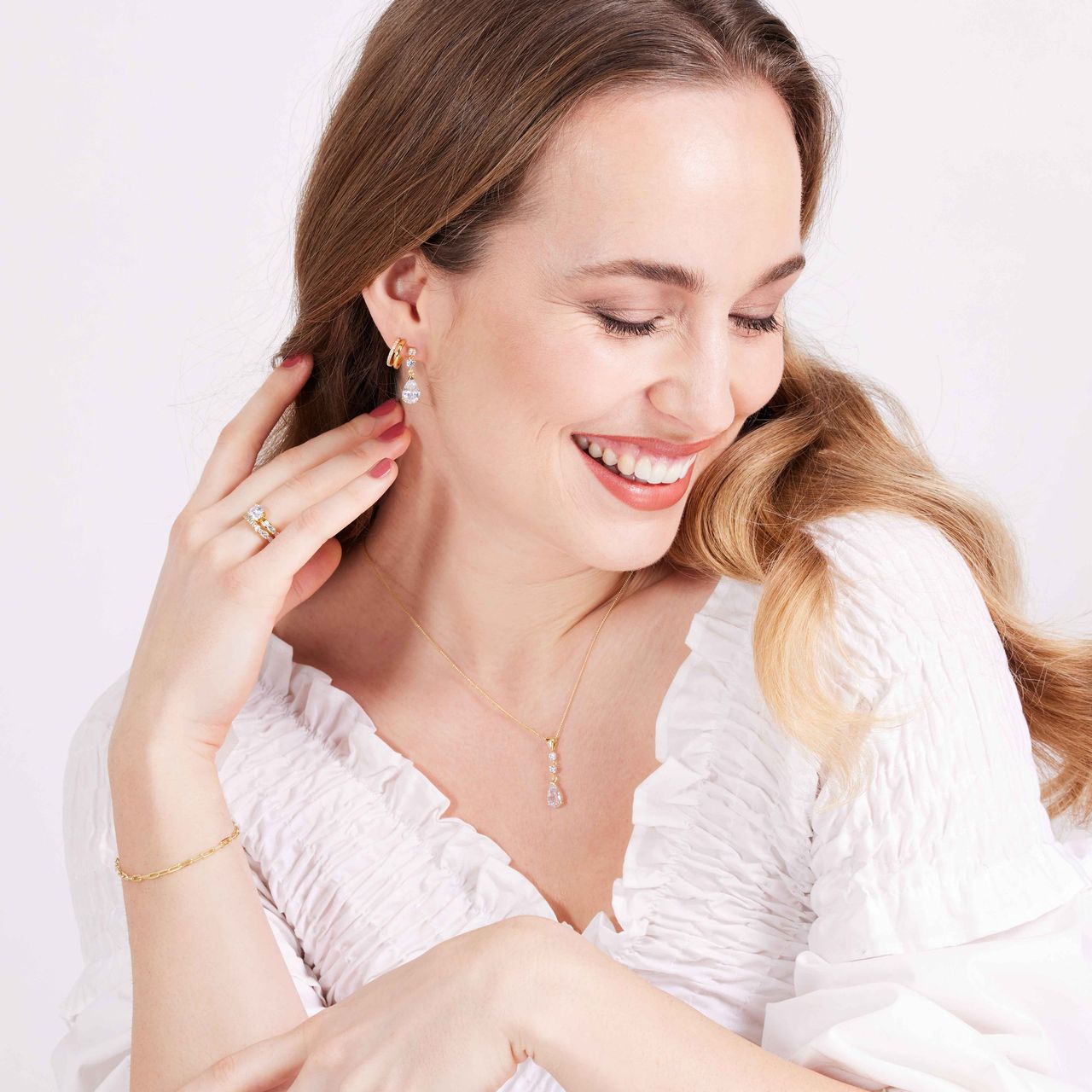 Zilveren goldplated oorringen met zirkonia voor dames