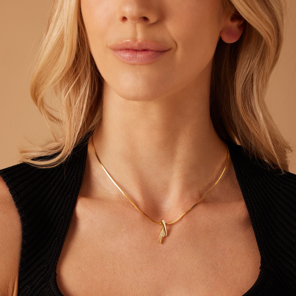 Zilveren goldplated ketting mat/glans met zirkonia