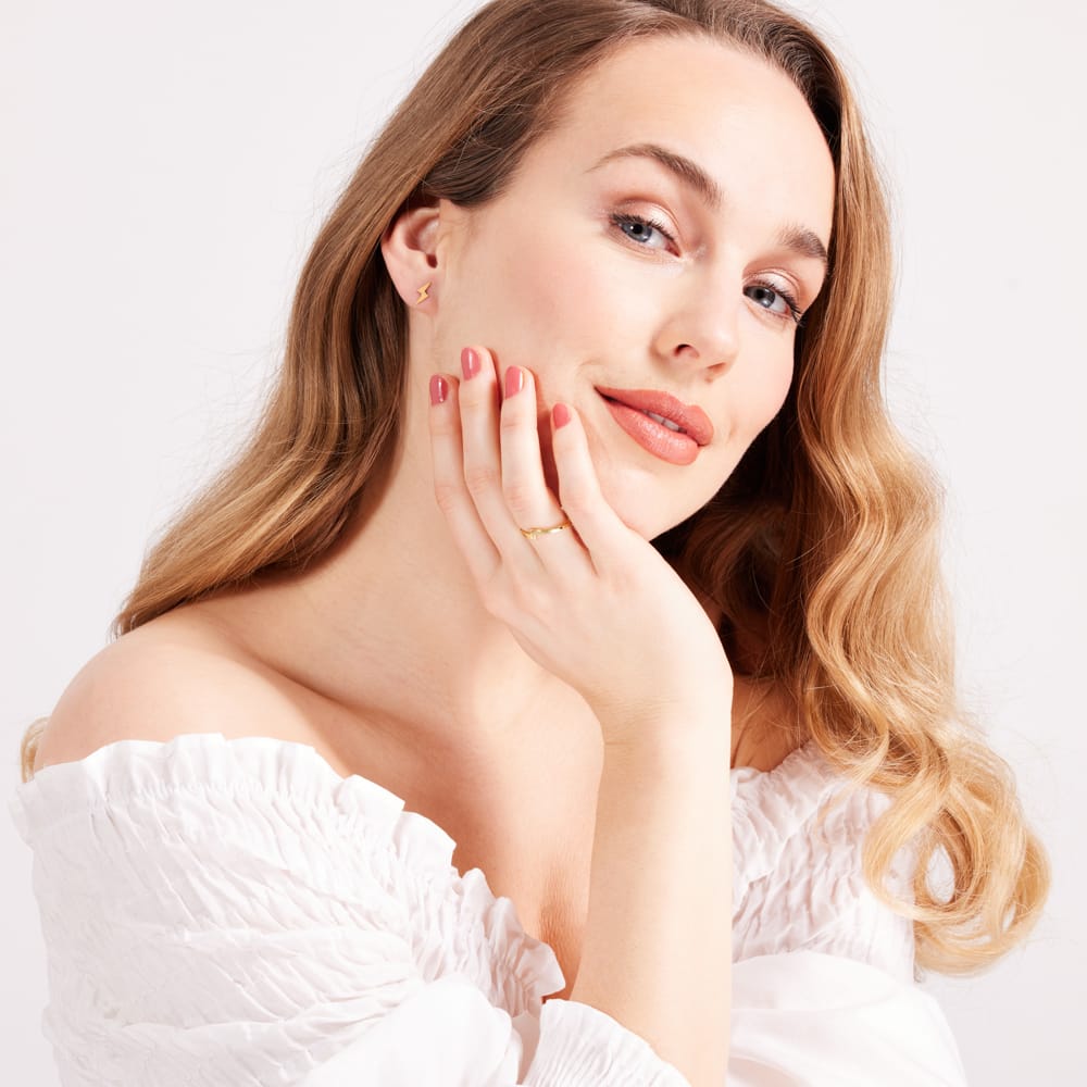 Zilveren goldplated oorknoppen bliksemschicht voor dames