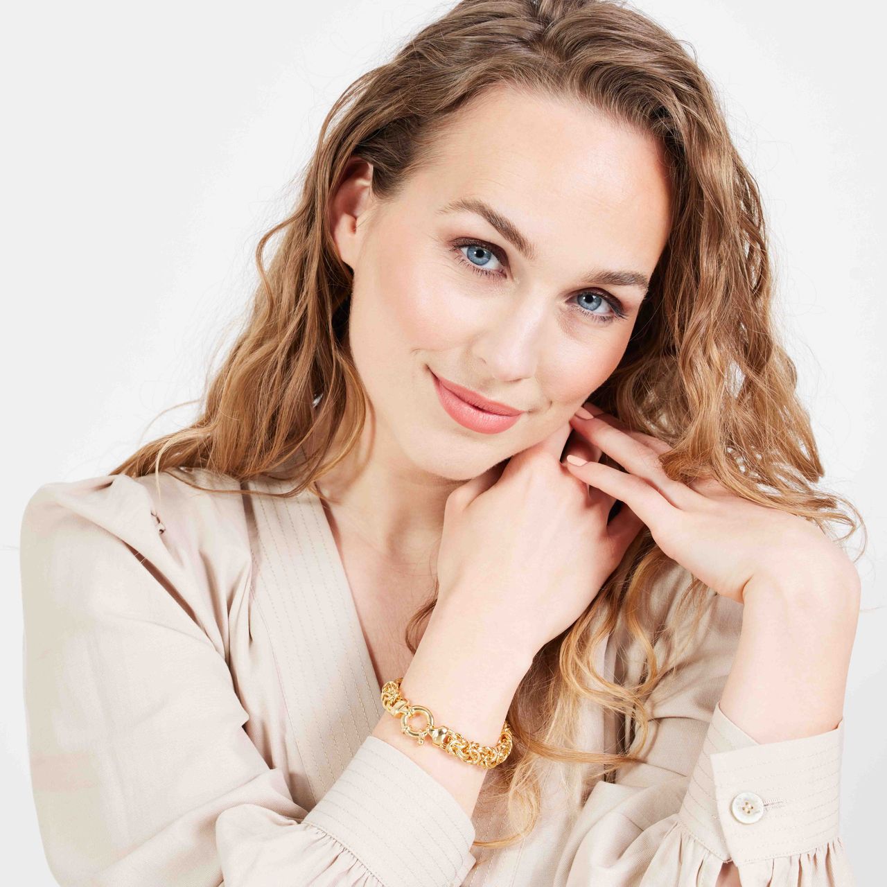 Gerecycleerd zilveren goldplated armband koningsschakel