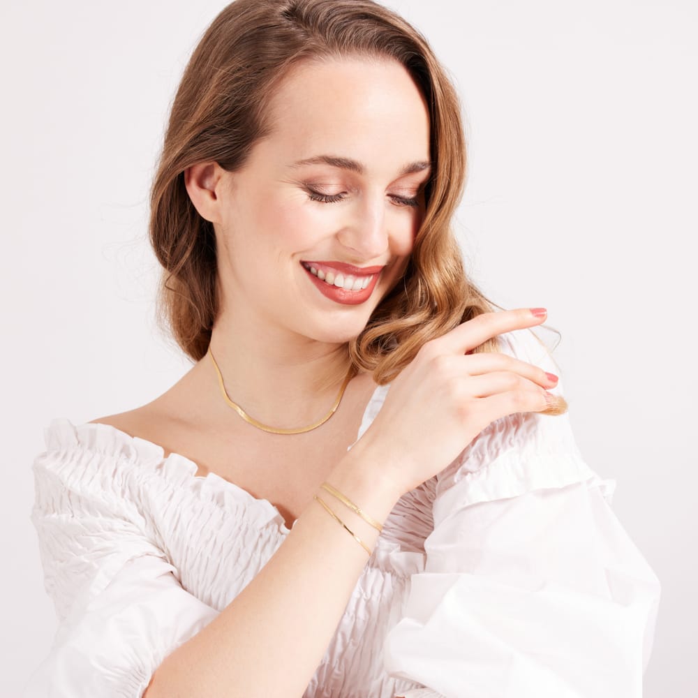 Gerecycleerd zilveren goldplated platte ketting bewerkt