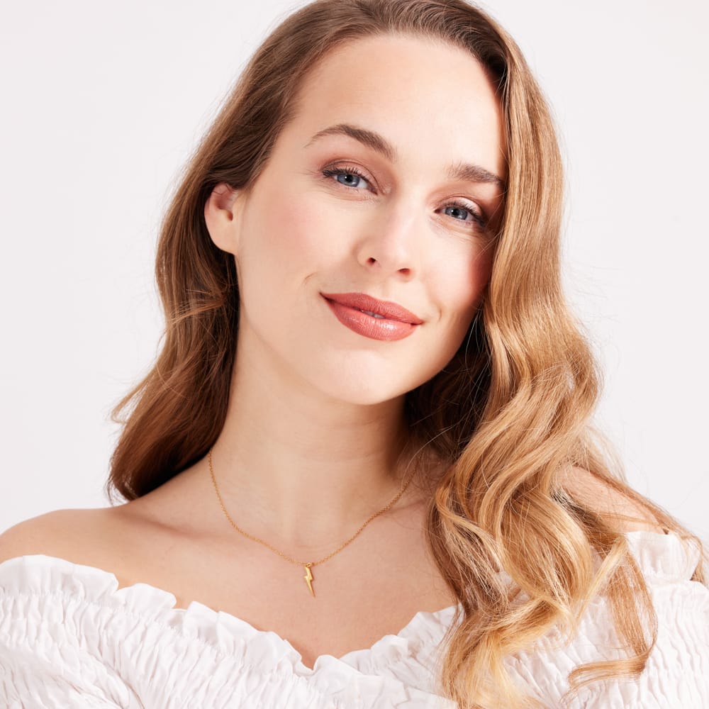 Zilveren goldplated ketting met hanger bliksemschicht voor dames