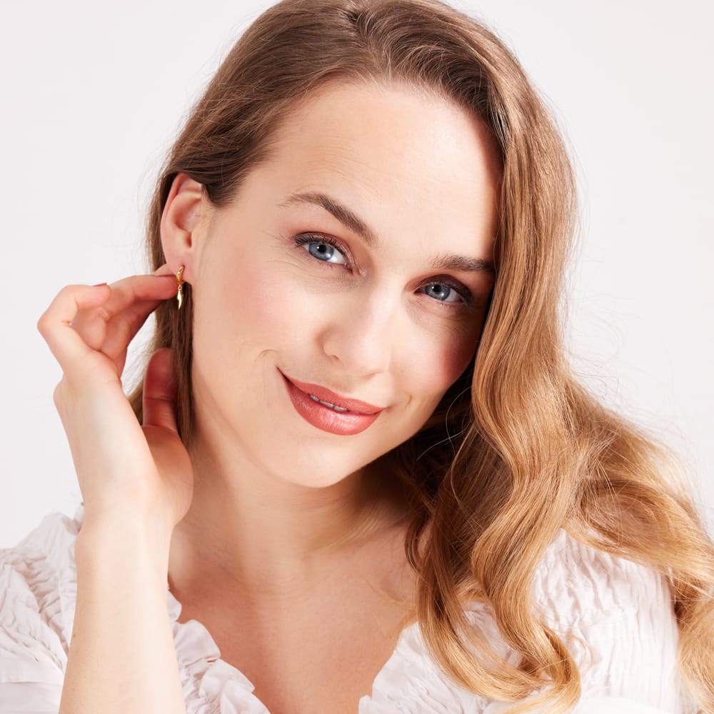Zilveren goldplated oorknoppen bliksemschicht voor dames