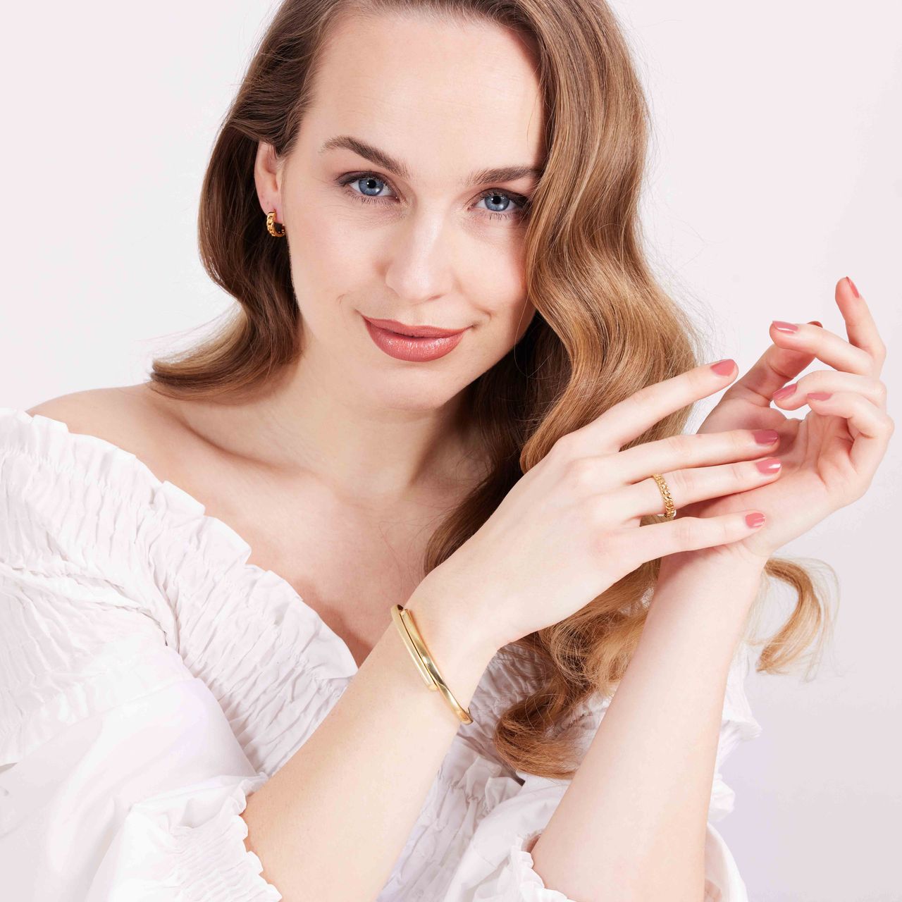 Zilveren goldplated oorringen gourmet schakel voor dames