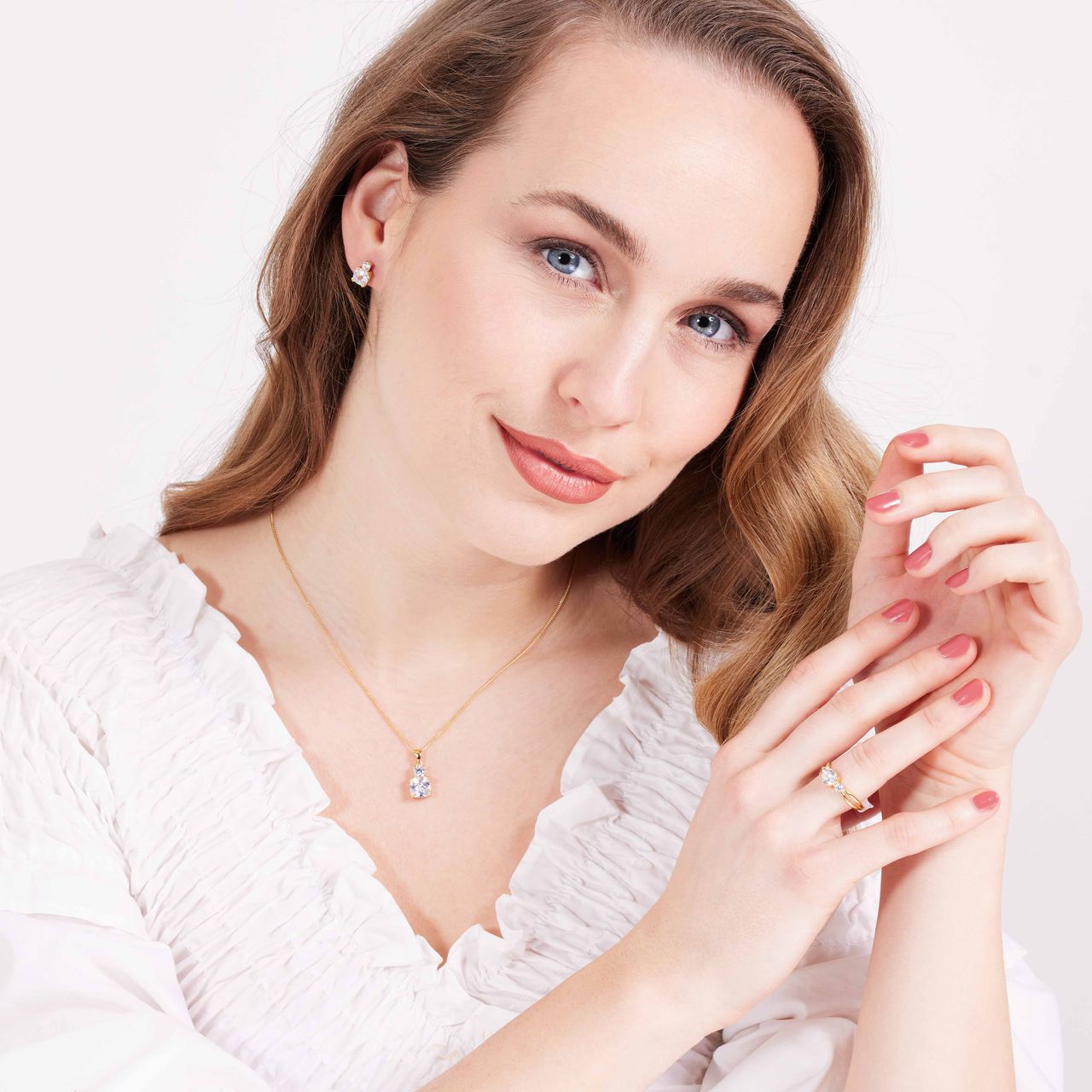 Ring, 925 Silber, vergoldet, mit Zirkonia