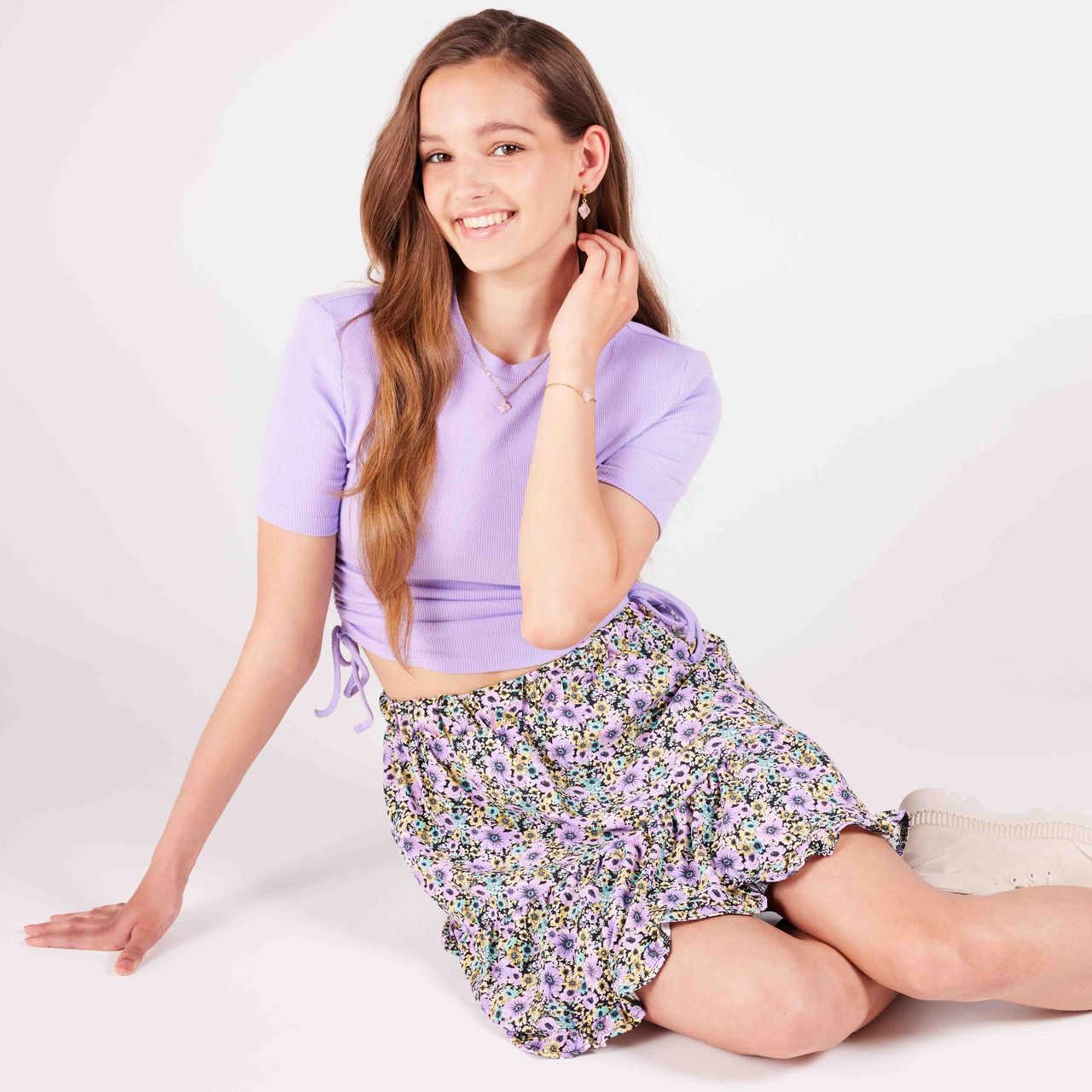 Stainless steel goldplated ketting met hanger bloem met rozenkwarts voor dames