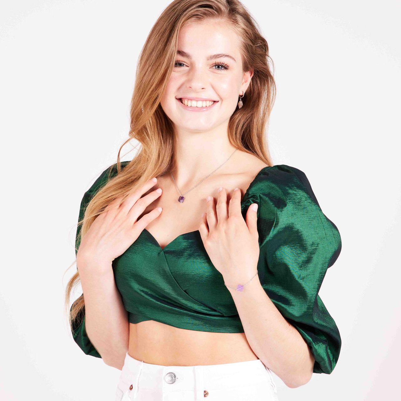 LuLu Jewels stalen ketting met amethist voor dames