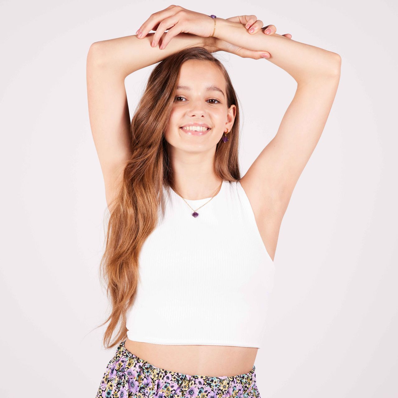 Stalen goldplated ketting met amethist