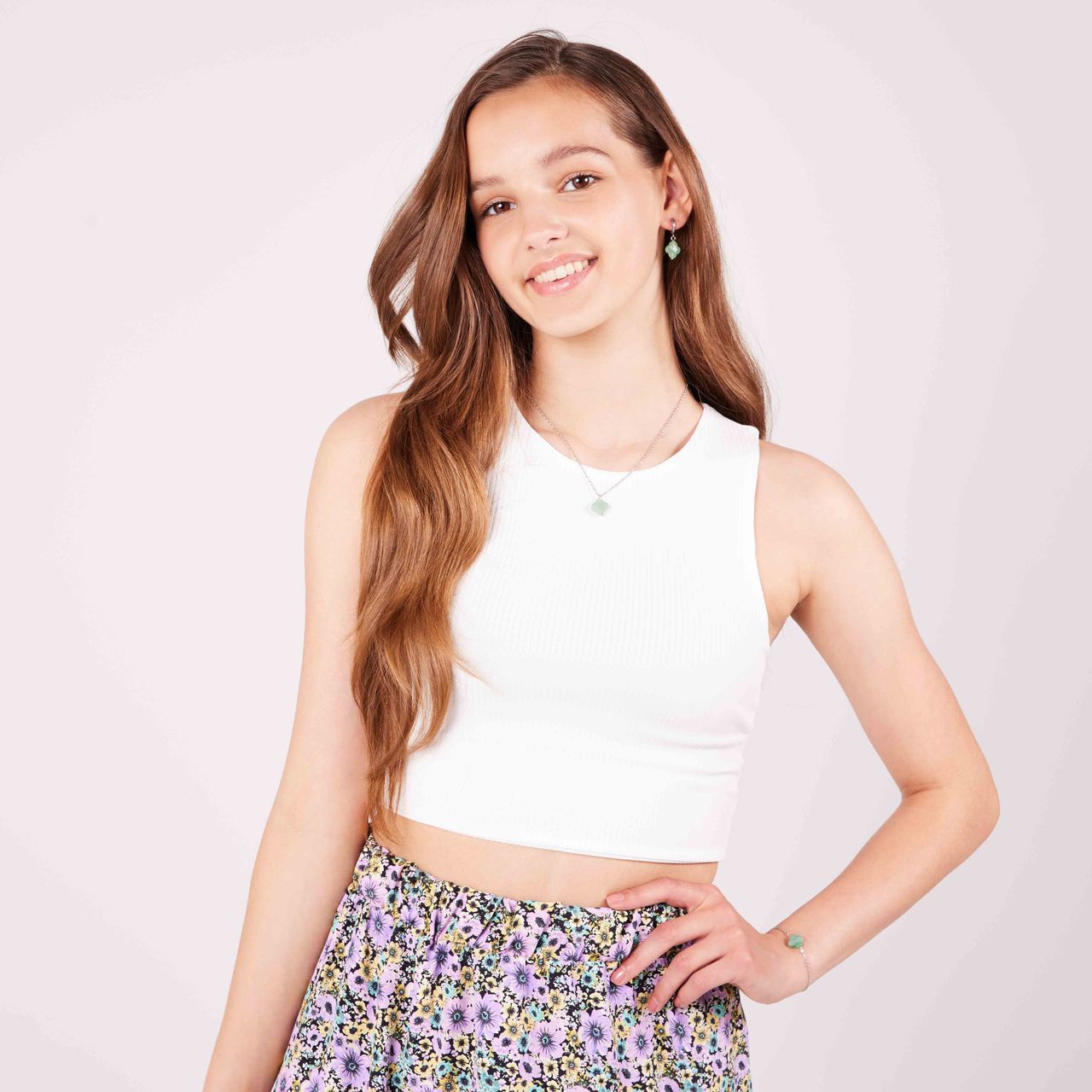 Stalen ketting met groene aventurijn voor dames