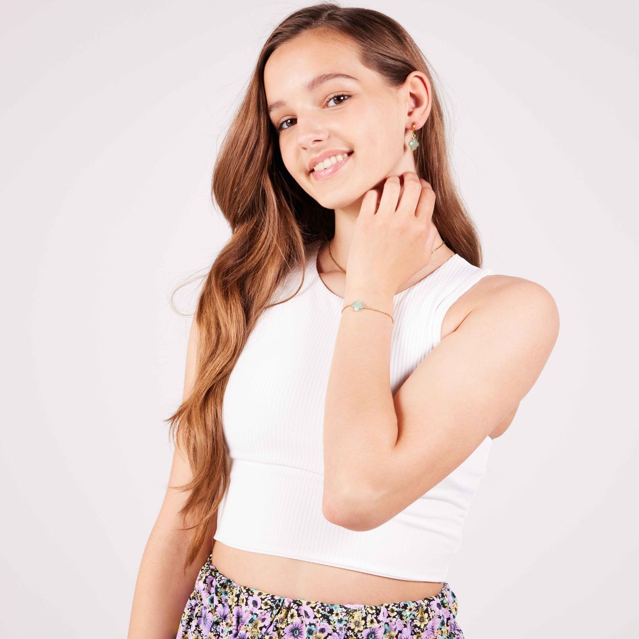 Stalen goldplated ketting groene aventurijn