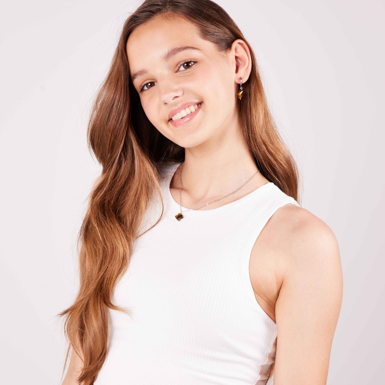 Halskette aus Edelstahl mit Tigeraugen-Anhänger