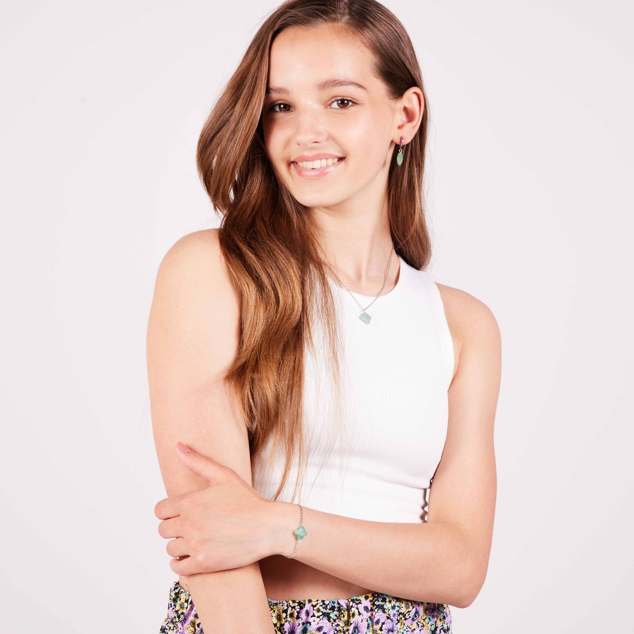 Stalen armband met groene aventurijn