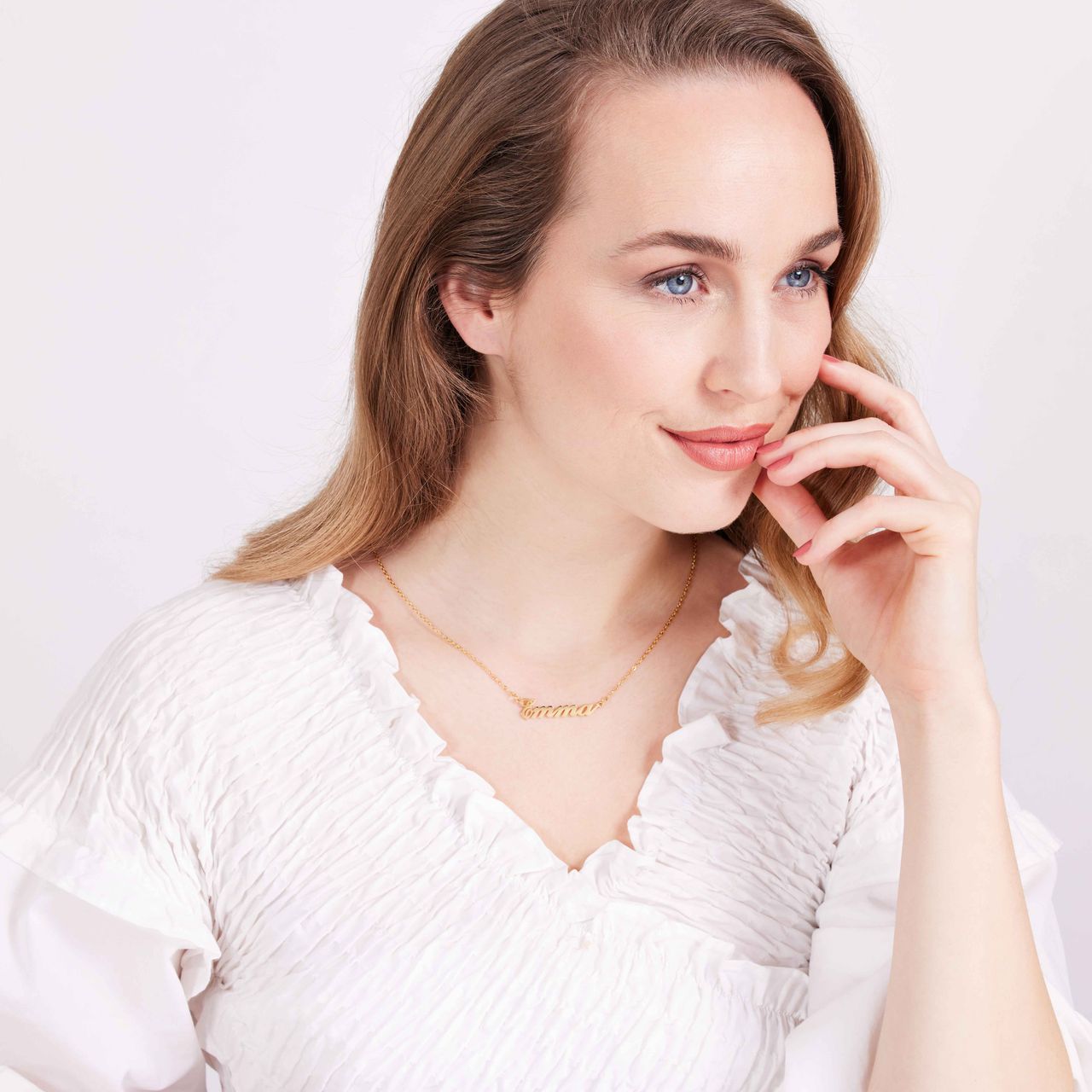 Edelstahl Namenskette gold Julia klein